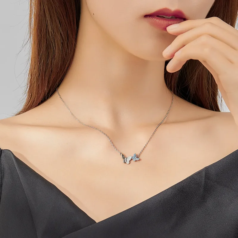 (image for) Silver Butterfly Necklace - PANDORA Style - SCN384 - View 6