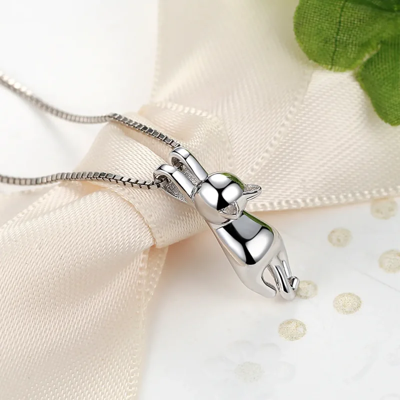 (image for) Silver Cat Necklace - PANDORA Style - SCN032 - View 2