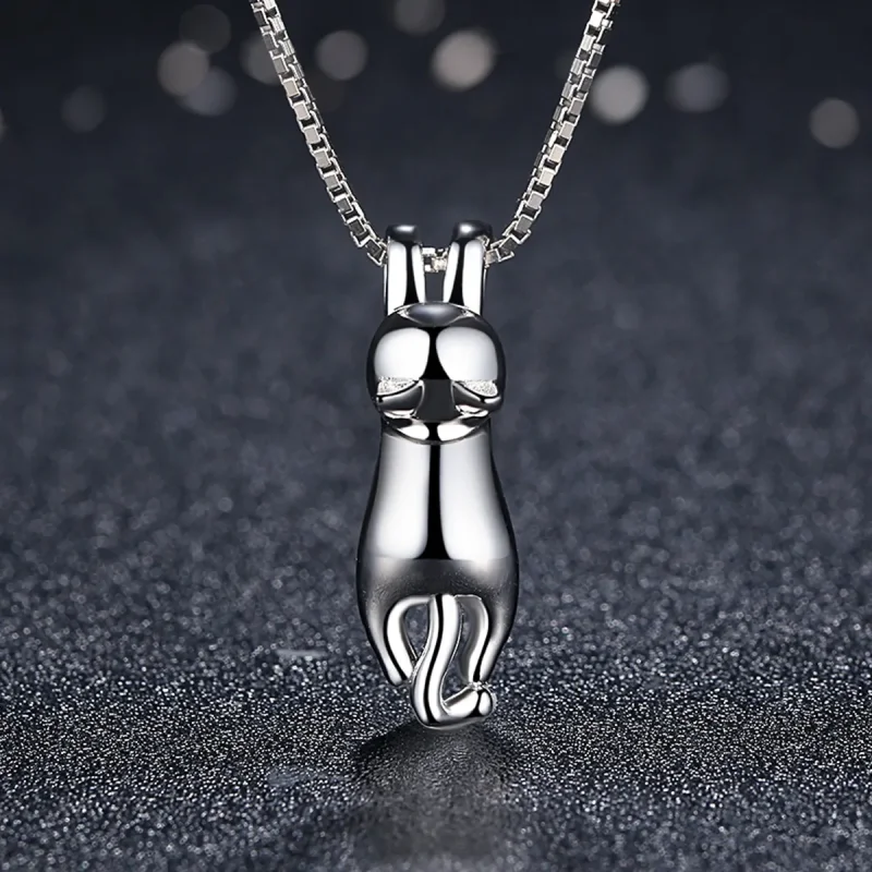 (image for) Silver Cat Necklace - PANDORA Style - SCN032 - View 4