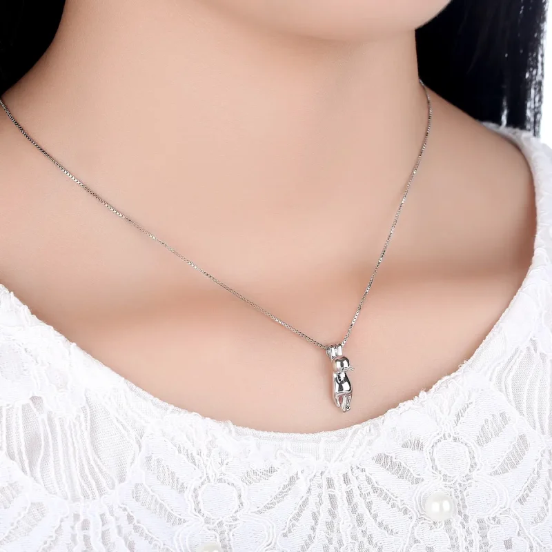 (image for) Silver Cat Necklace - PANDORA Style - SCN032 - View 5