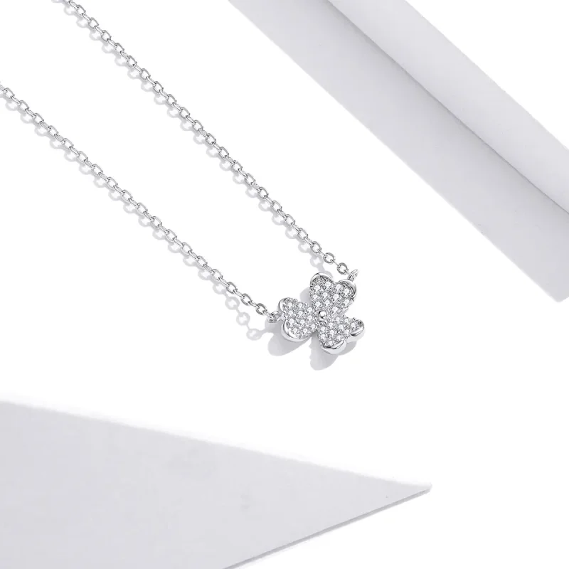 (image for) Silver Clover Necklace - PANDORA Style - SCN401 - View 3