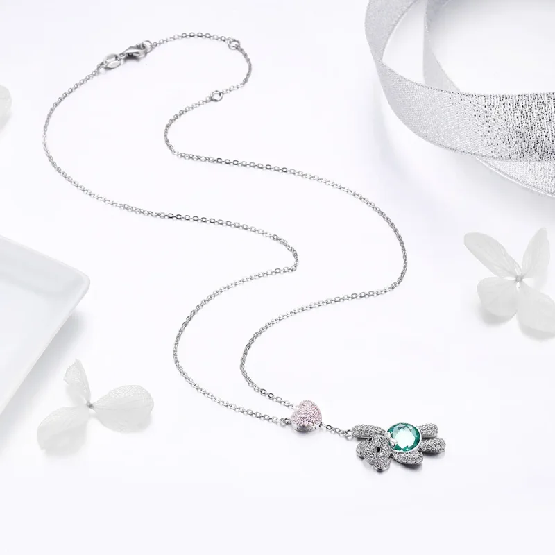 (image for) Silver Cute Bear Necklace - PANDORA Style - SCN271 - View 4