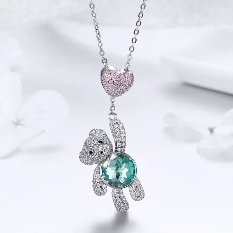 (image for) Silver Cute Bear Necklace - PANDORA Style - SCN271 - View 6
