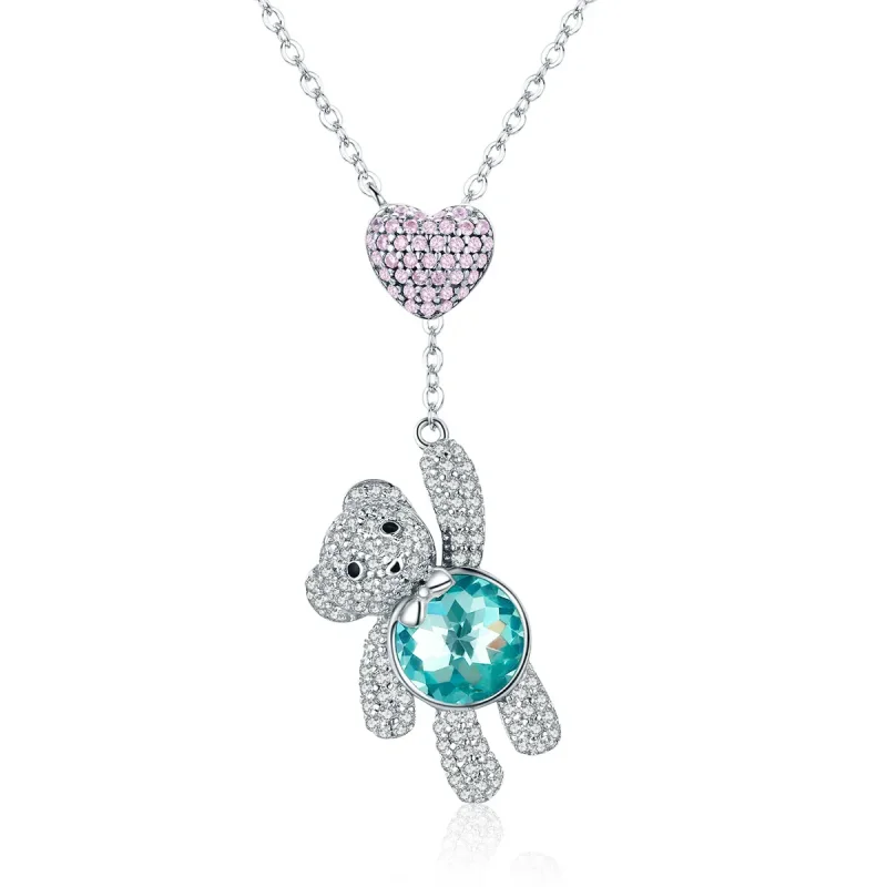 (image for) Silver Cute Bear Necklace - PANDORA Style - SCN271 - Product Image