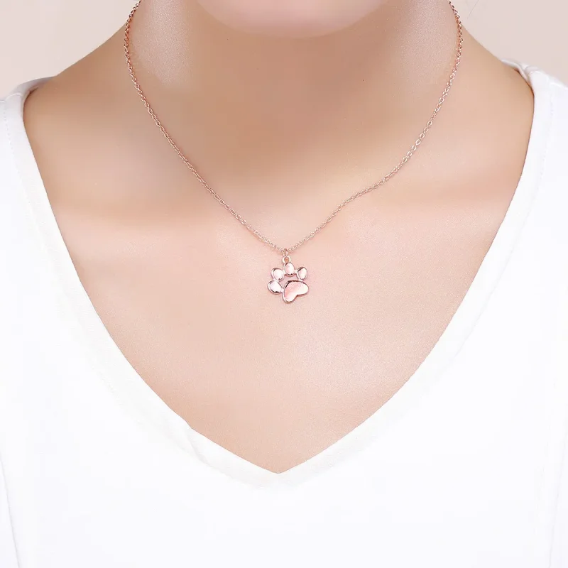(image for) Silver Cute Paw Necklace - PANDORA Style - SCN275-3 - View 6