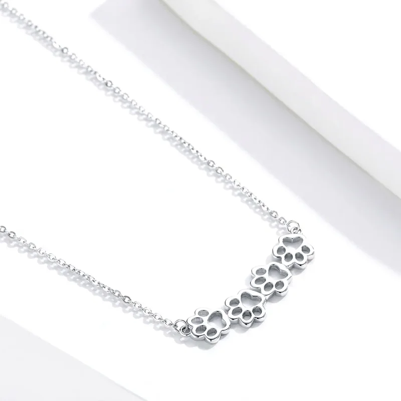 (image for) Silver Cute Paw Necklace - PANDORA Style - SCN346 - View 3