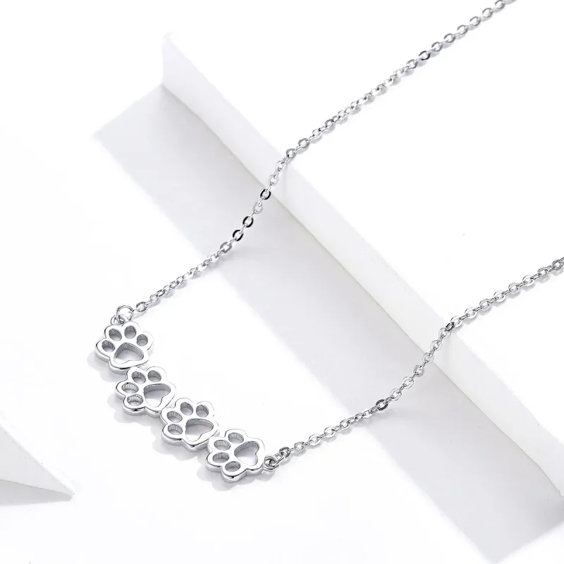 (image for) Silver Cute Paw Necklace - PANDORA Style - SCN346 - View 4