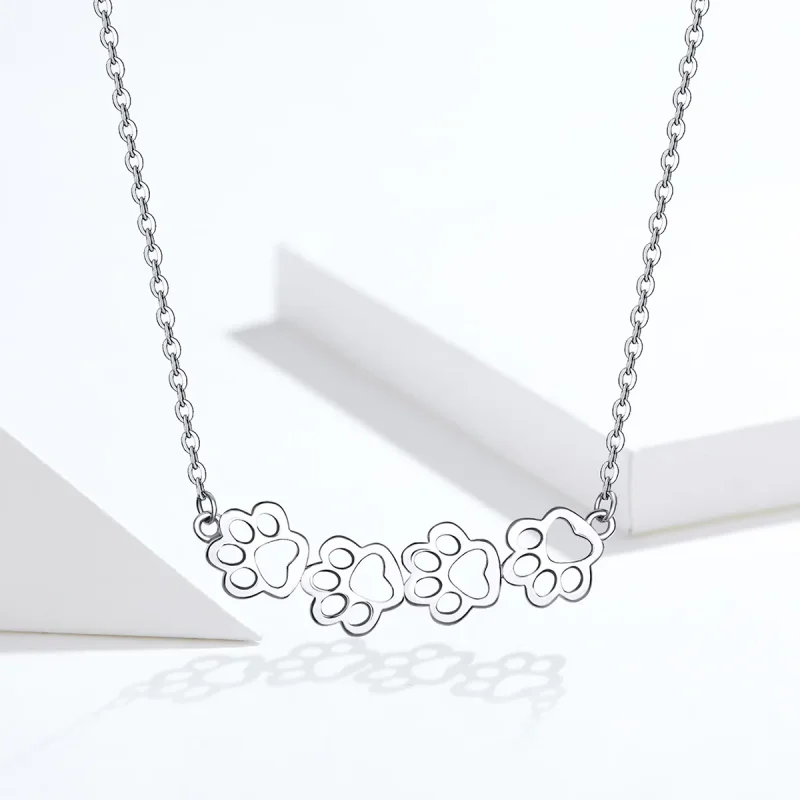 (image for) Silver Cute Paw Necklace - PANDORA Style - SCN346 - View 5