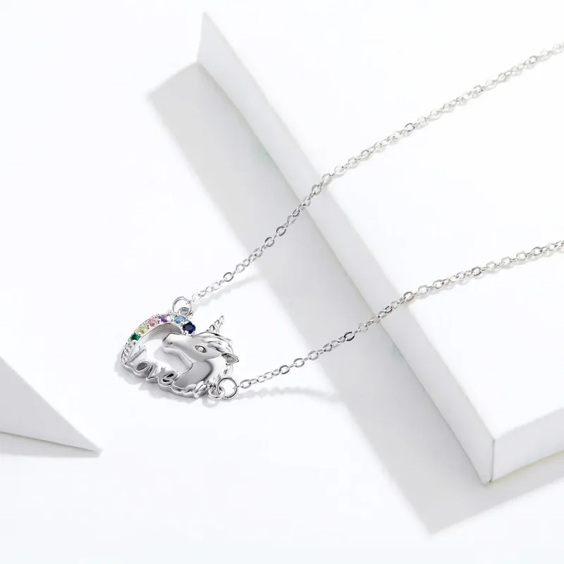 (image for) Silver Cute Unicorn Necklace - PANDORA Style - SCN348 - View 2