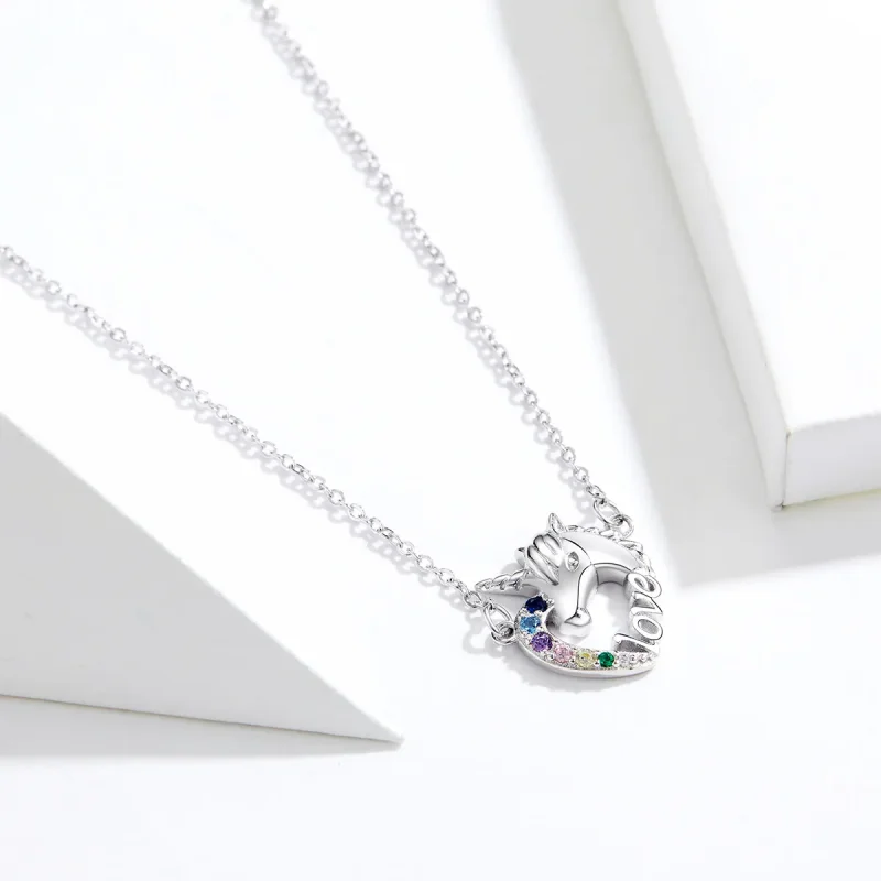 (image for) Silver Cute Unicorn Necklace - PANDORA Style - SCN348 - View 3