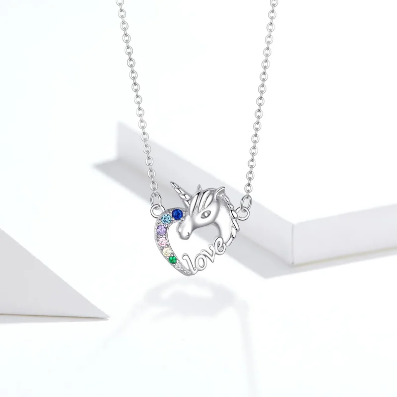 (image for) Silver Cute Unicorn Necklace - PANDORA Style - SCN348 - View 5