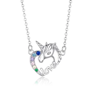 (image for) Silver Cute Unicorn Necklace - PANDORA Style - SCN348