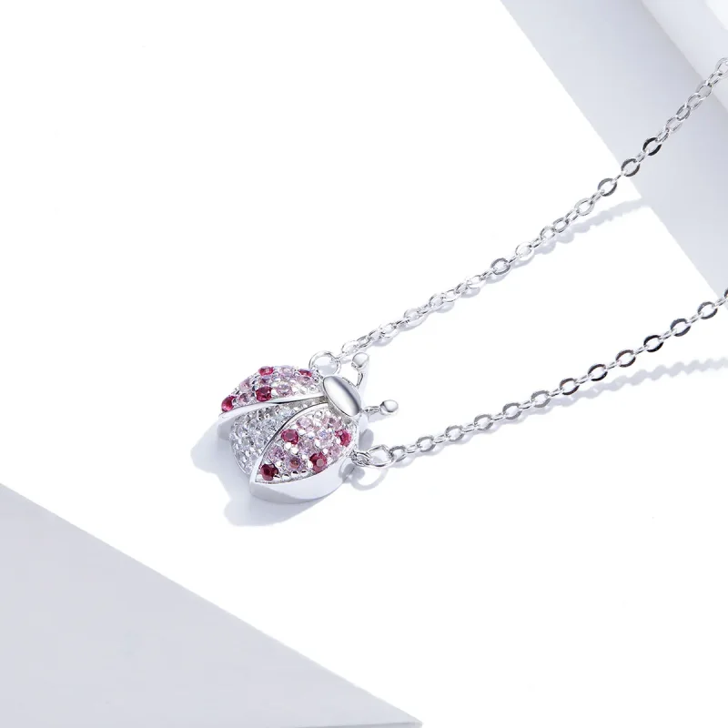 (image for) Silver Dazzling Ladybug Necklace - PANDORA Style - SCN400 - View 3