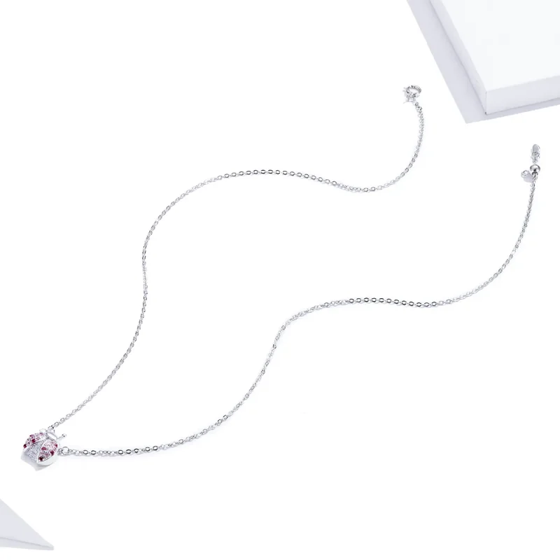 (image for) Silver Dazzling Ladybug Necklace - PANDORA Style - SCN400 - View 4