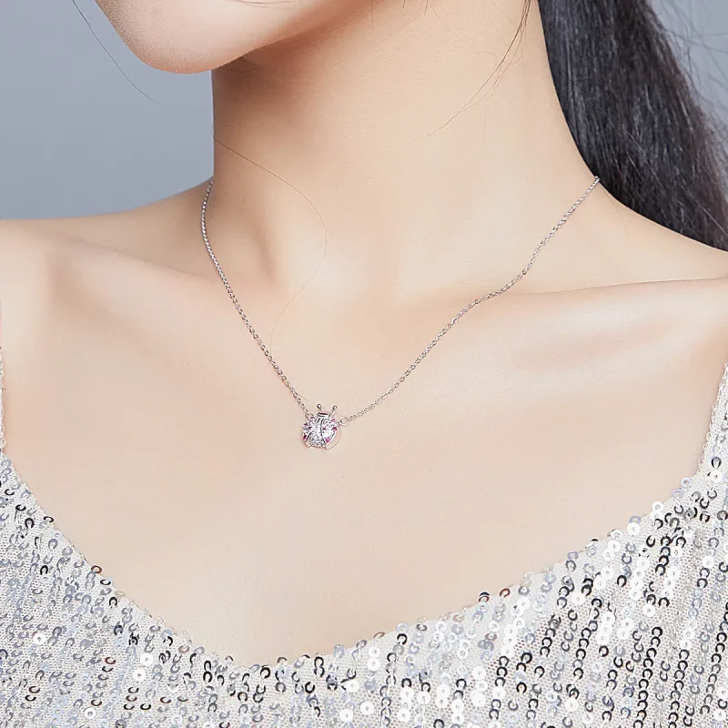 (image for) Silver Dazzling Ladybug Necklace - PANDORA Style - SCN400 - View 9