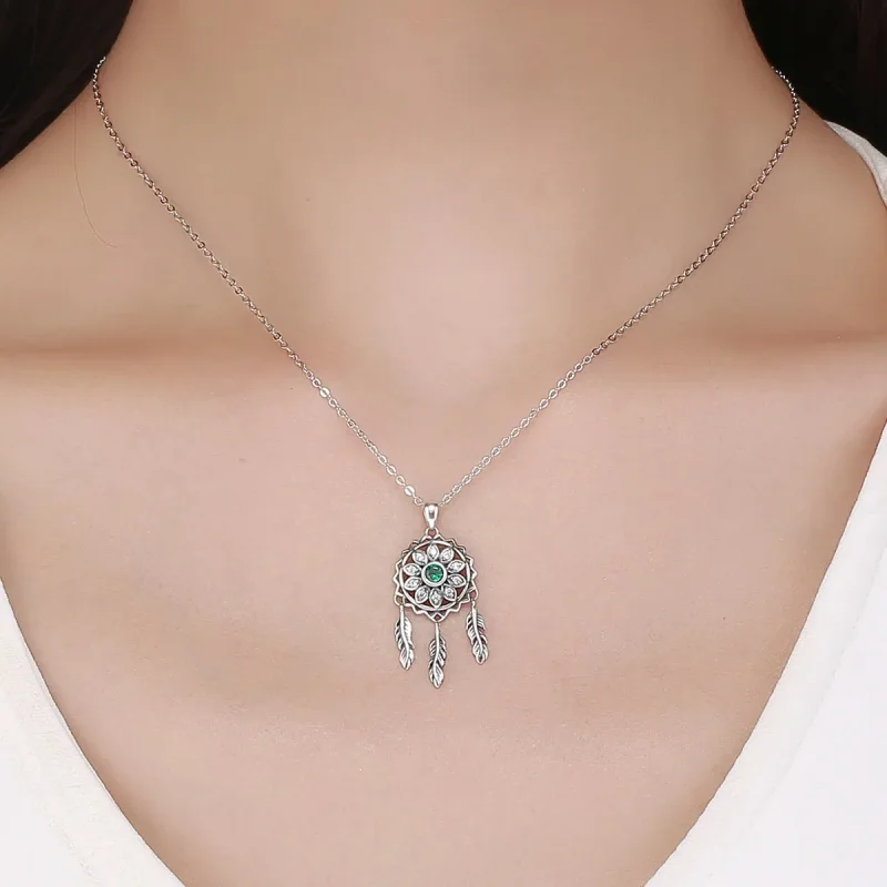 (image for) Silver Dreamcatcher Necklace - PANDORA Style - SCN263 - View 5