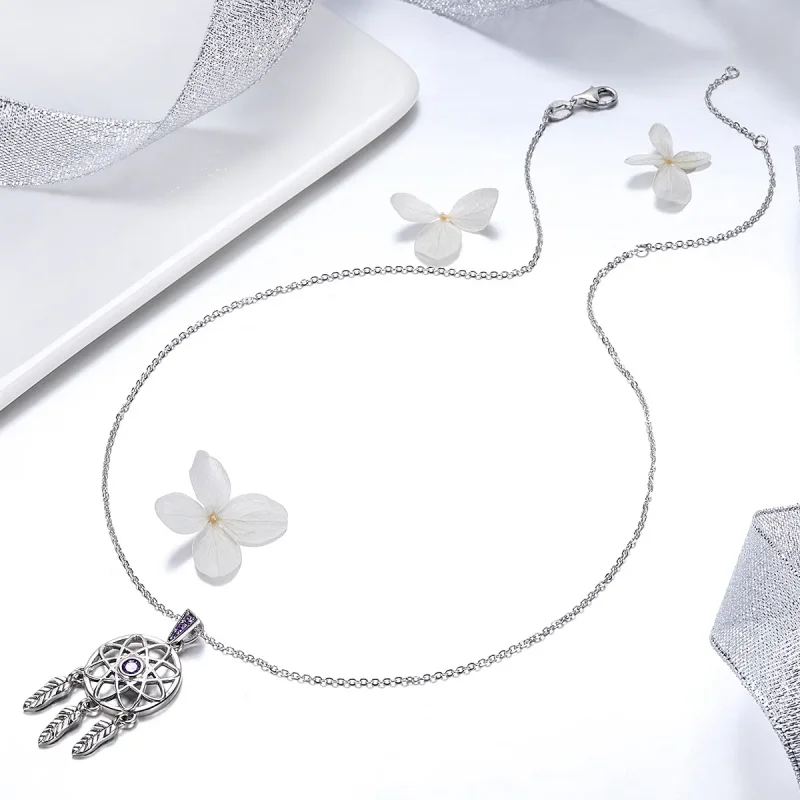 (image for) Silver Dreamcatcher Necklace - PANDORA Style - SCN279 - View 5