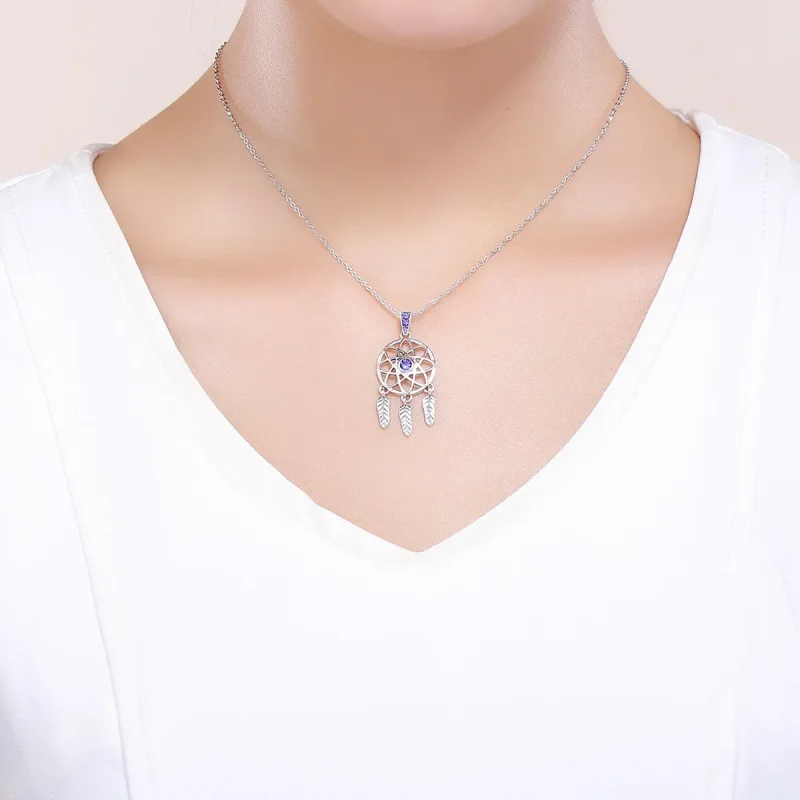(image for) Silver Dreamcatcher Necklace - PANDORA Style - SCN279 - View 6