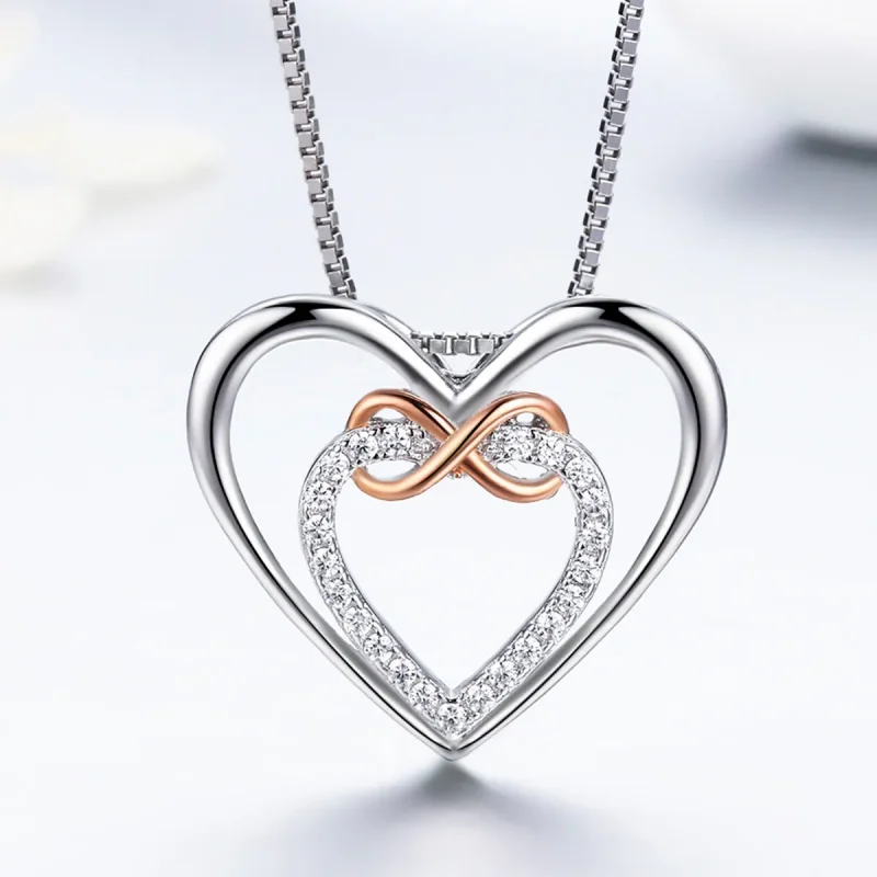 (image for) Silver Exquisite Heart Necklace - PANDORA Style - SCN121 - View 4