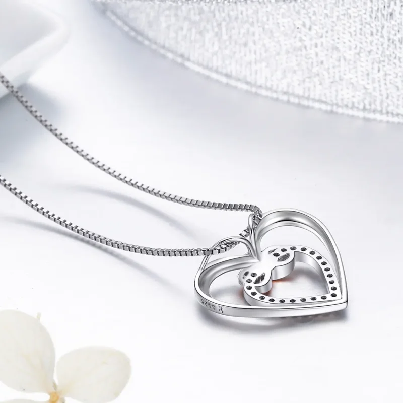 (image for) Silver Exquisite Heart Necklace - PANDORA Style - SCN121 - View 5