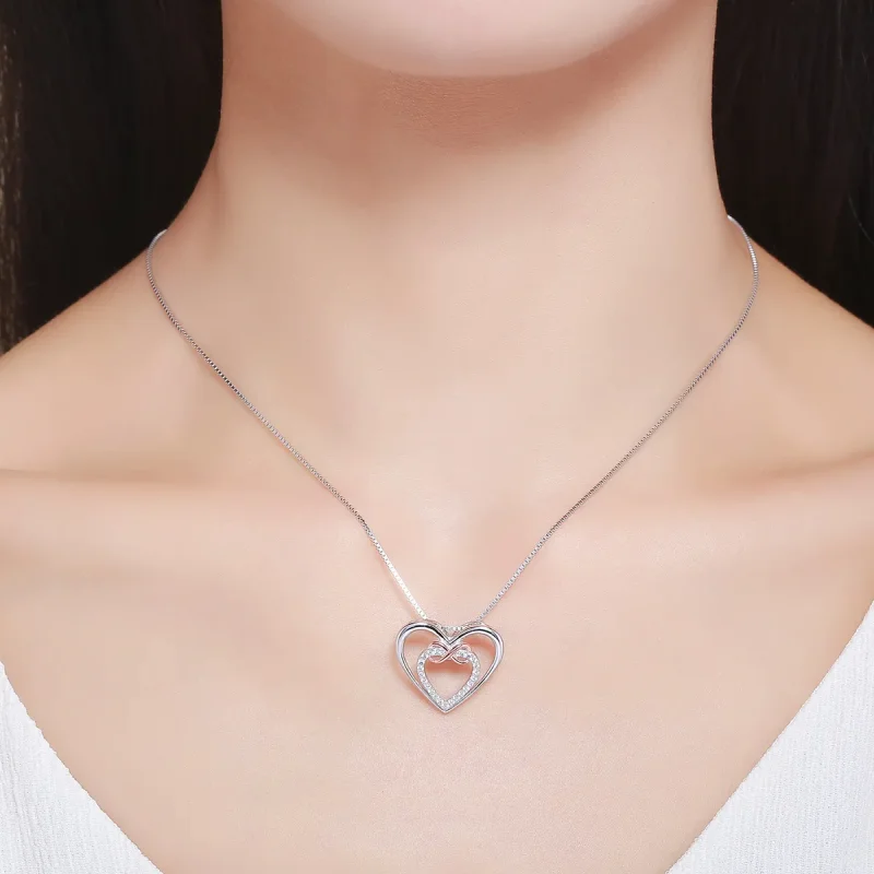 (image for) Silver Exquisite Heart Necklace - PANDORA Style - SCN121 - View 7