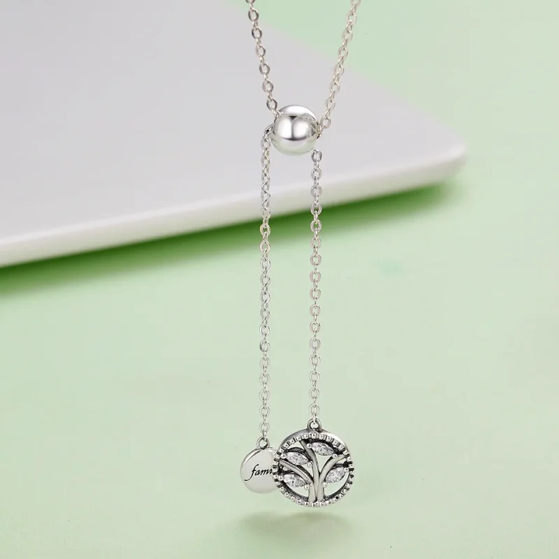 (image for) Silver Family Tree and Home Necklace - PANDORA Style - SCN106 - View 4
