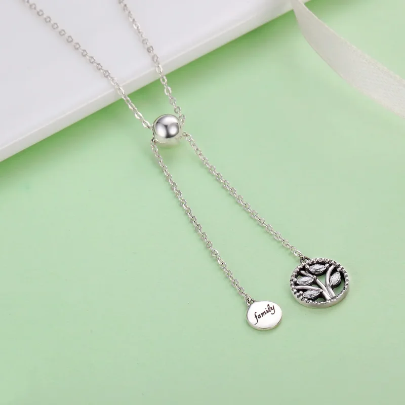 (image for) Silver Family Tree and Home Necklace - PANDORA Style - SCN106 - View 5