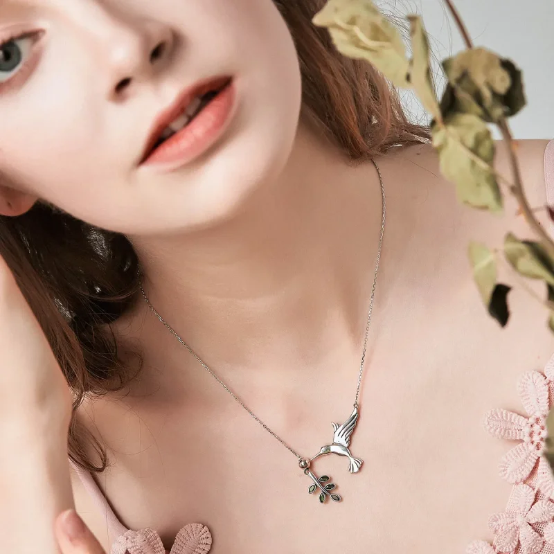 (image for) Silver Greetings From Hummingbirds Necklace - PANDORA Style - SCN217 - View 2
