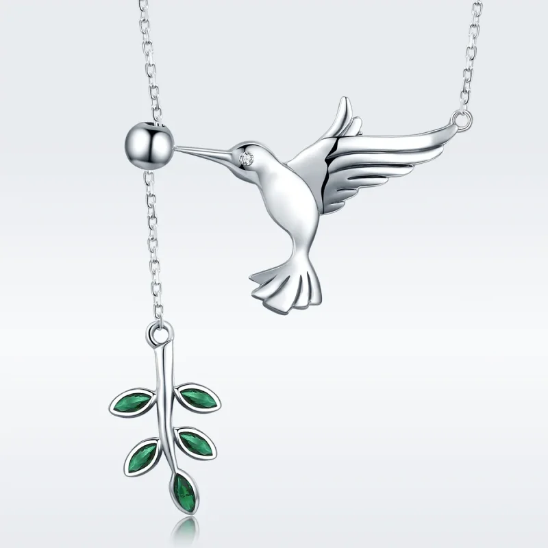 (image for) Silver Greetings From Hummingbirds Necklace - PANDORA Style - SCN217 - View 3