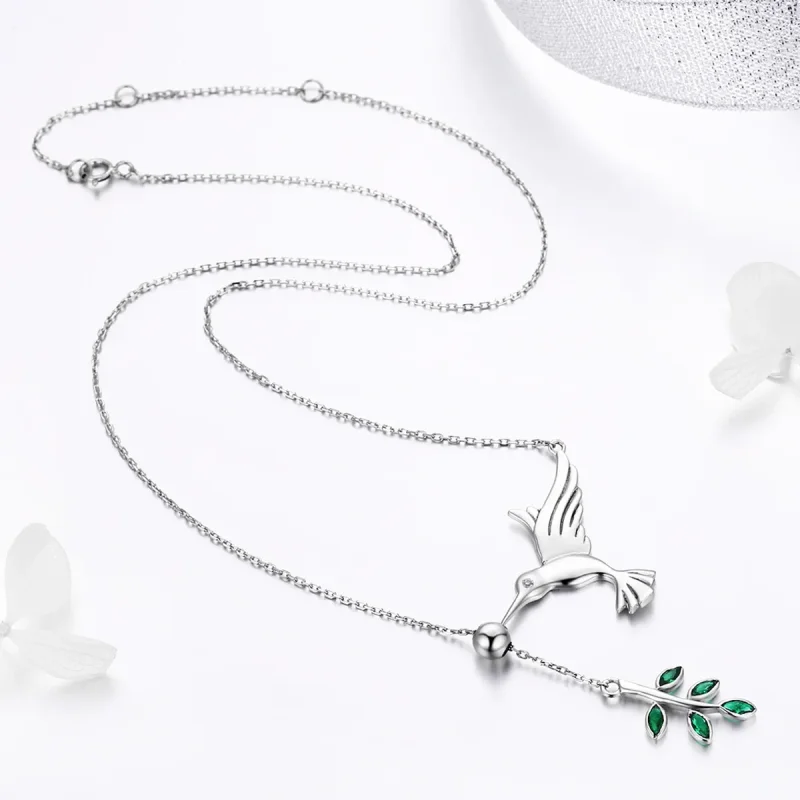(image for) Silver Greetings From Hummingbirds Necklace - PANDORA Style - SCN217 - View 4