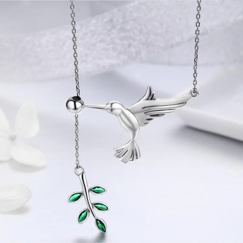 (image for) Silver Greetings From Hummingbirds Necklace - PANDORA Style - SCN217 - View 5