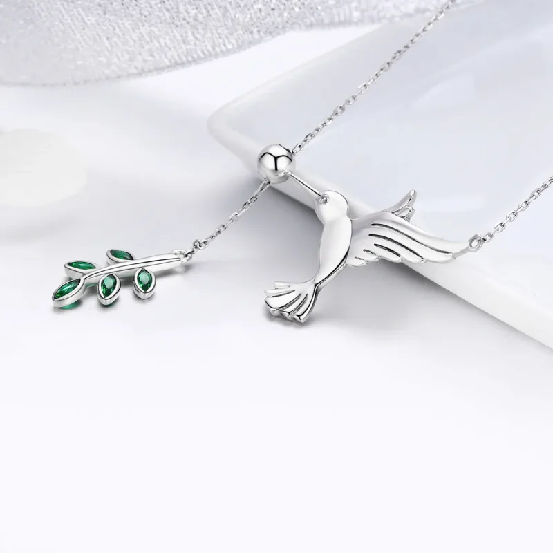 (image for) Silver Greetings From Hummingbirds Necklace - PANDORA Style - SCN217 - View 6