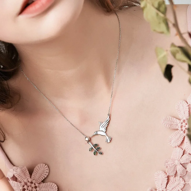 (image for) Silver Greetings From Hummingbirds Necklace - PANDORA Style - SCN217 - View 8