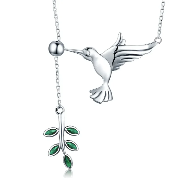 (image for) Silver Greetings From Hummingbirds Necklace - PANDORA Style - SCN217 - Product Image