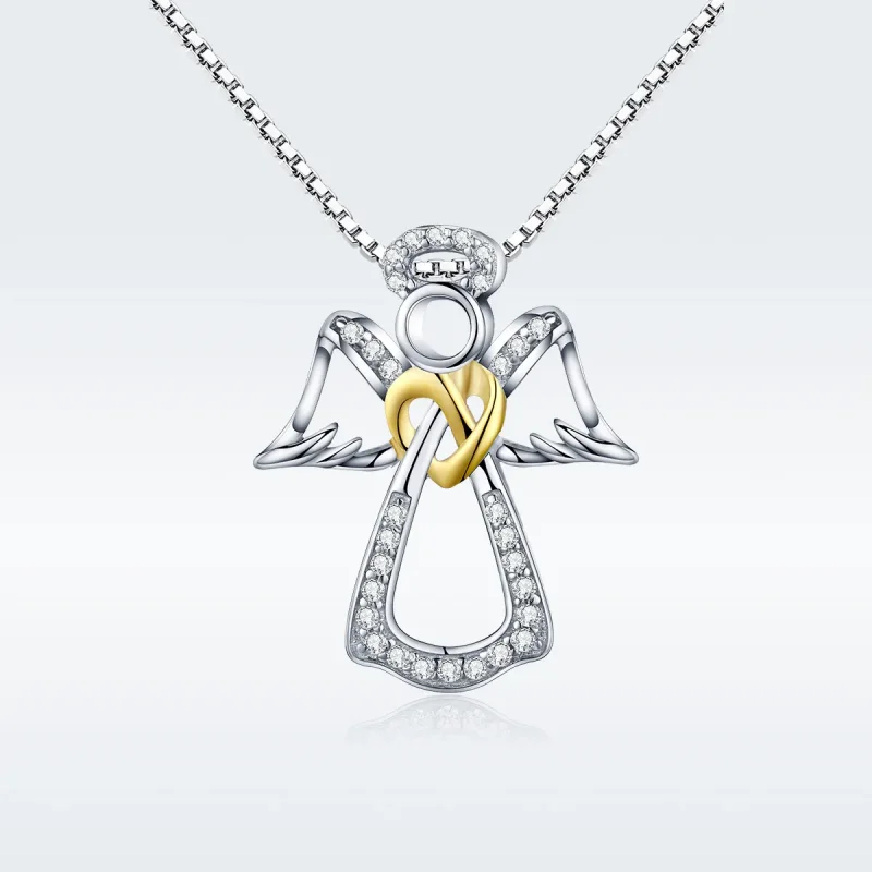 (image for) Silver Guardian Angel Necklace - PANDORA Style - SCN123 - View 2