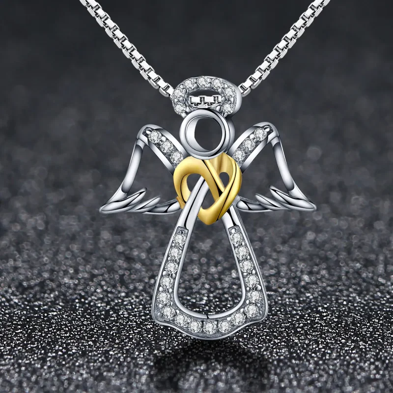 (image for) Silver Guardian Angel Necklace - PANDORA Style - SCN123 - View 3