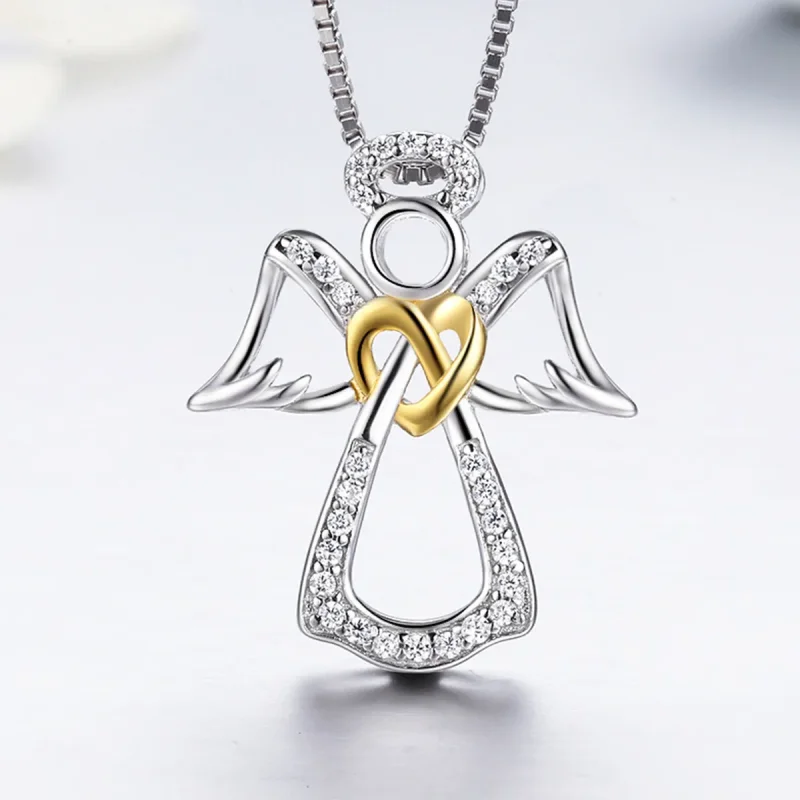 (image for) Silver Guardian Angel Necklace - PANDORA Style - SCN123 - View 4