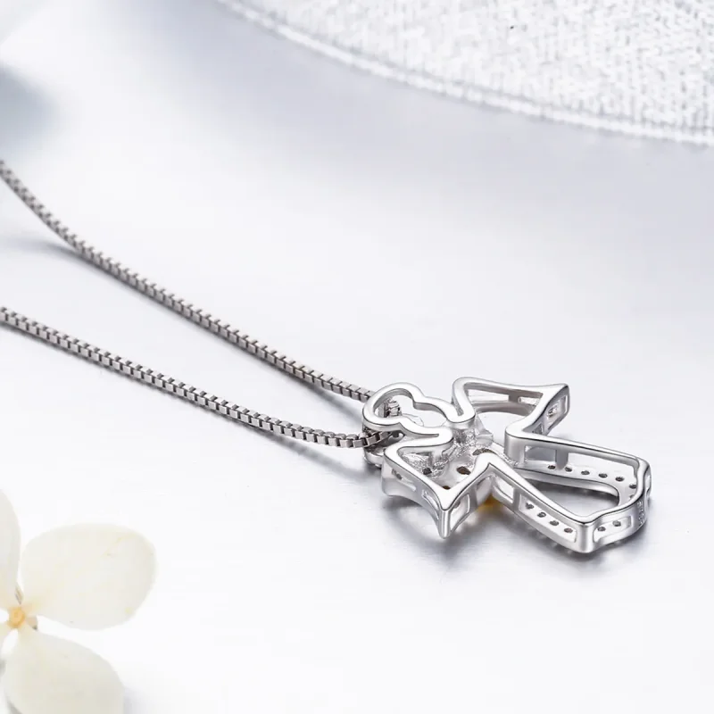 (image for) Silver Guardian Angel Necklace - PANDORA Style - SCN123 - View 5