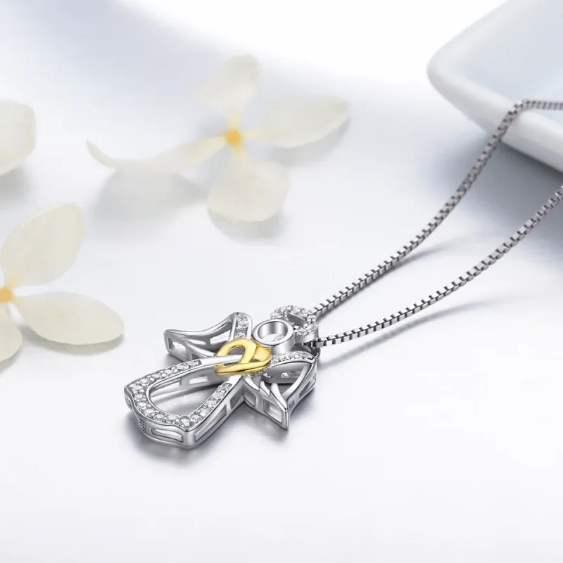 (image for) Silver Guardian Angel Necklace - PANDORA Style - SCN123 - View 6