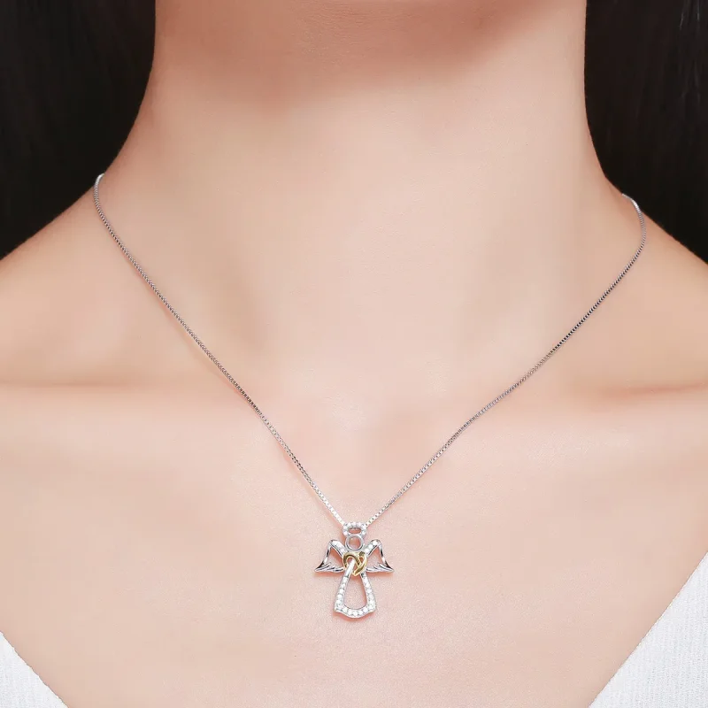 (image for) Silver Guardian Angel Necklace - PANDORA Style - SCN123 - View 7