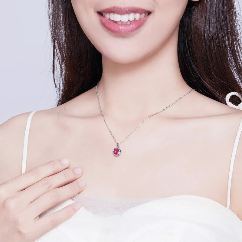 (image for) Silver Guardian Hearts Necklace - PANDORA Style - SCN341 - View 7