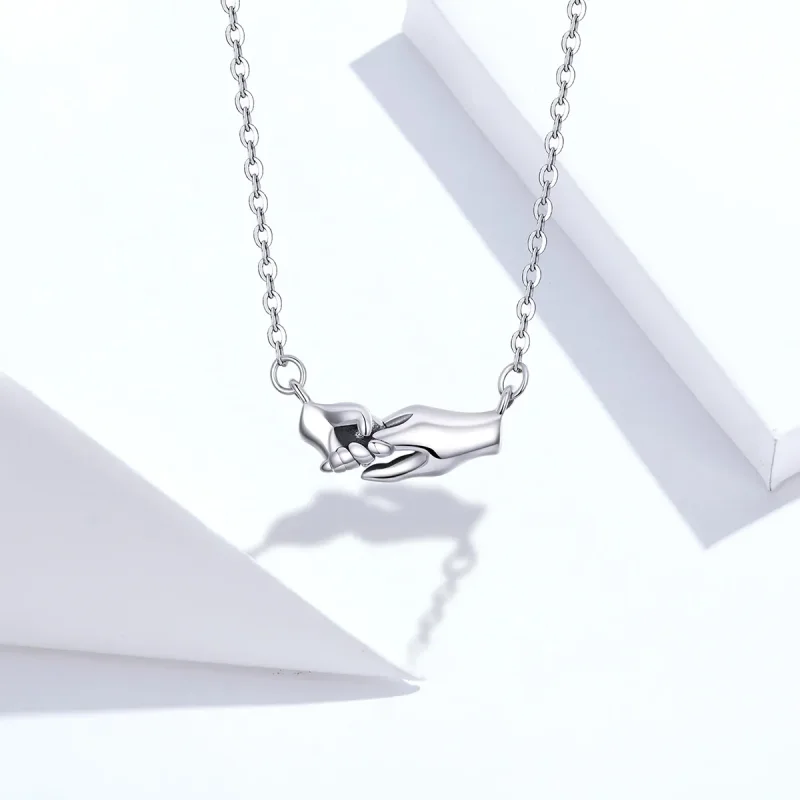 (image for) Silver Hand In Hand Necklace - PANDORA Style - SCN398 - View 4
