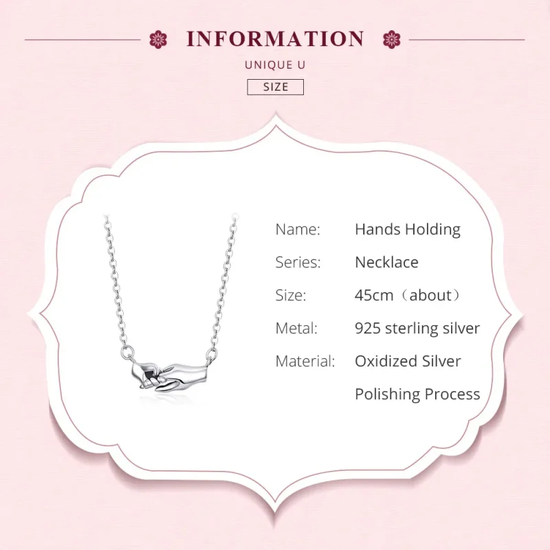 (image for) Silver Hand In Hand Necklace - PANDORA Style - SCN398 - View 8