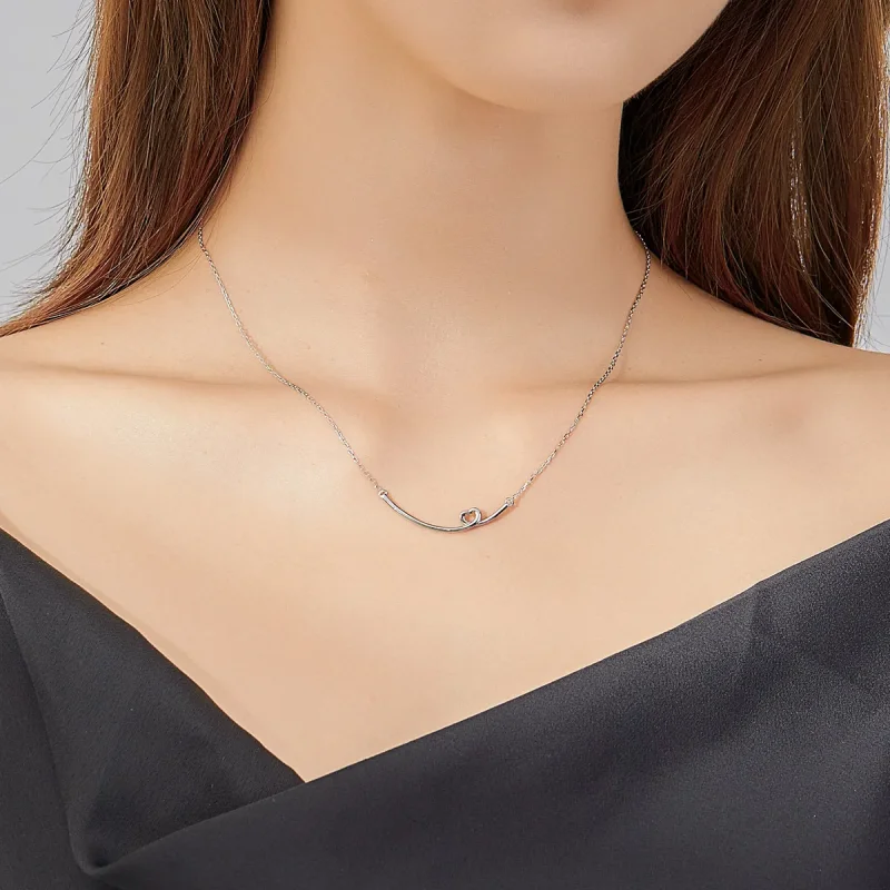 (image for) Silver Happy Smile Necklace - PANDORA Style - SCN381 - View 6