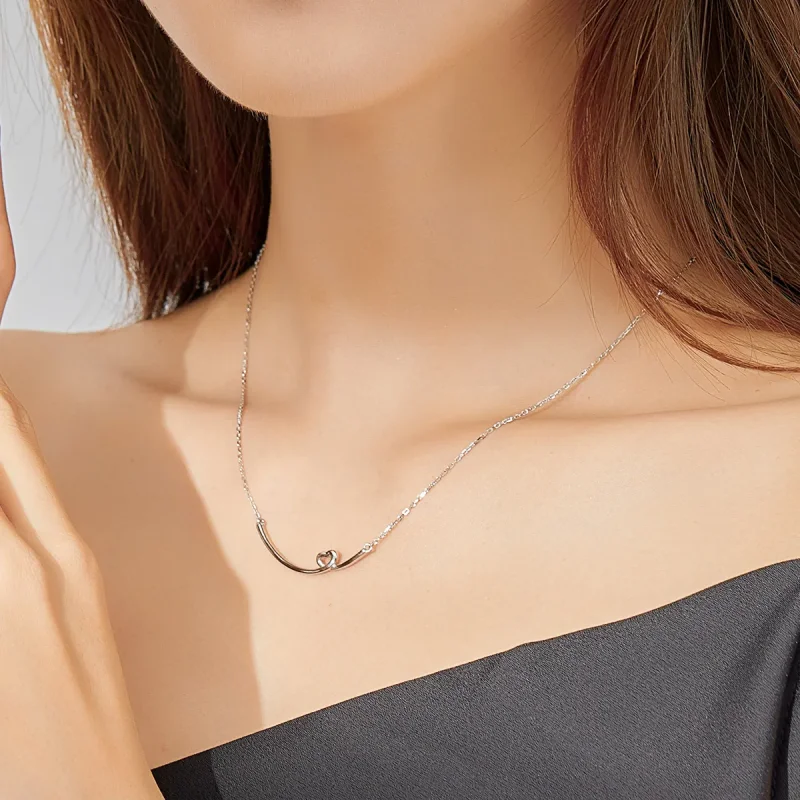 (image for) Silver Happy Smile Necklace - PANDORA Style - SCN381 - View 8