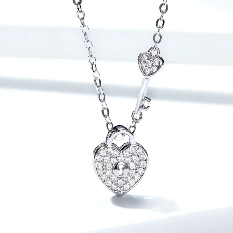 (image for) Silver Heartslock Necklace - PANDORA Style - SCN315 - View 2