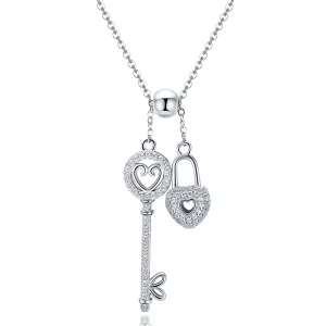 (image for) Silver Key of Heart Lock Necklace - PANDORA Style - SCN290