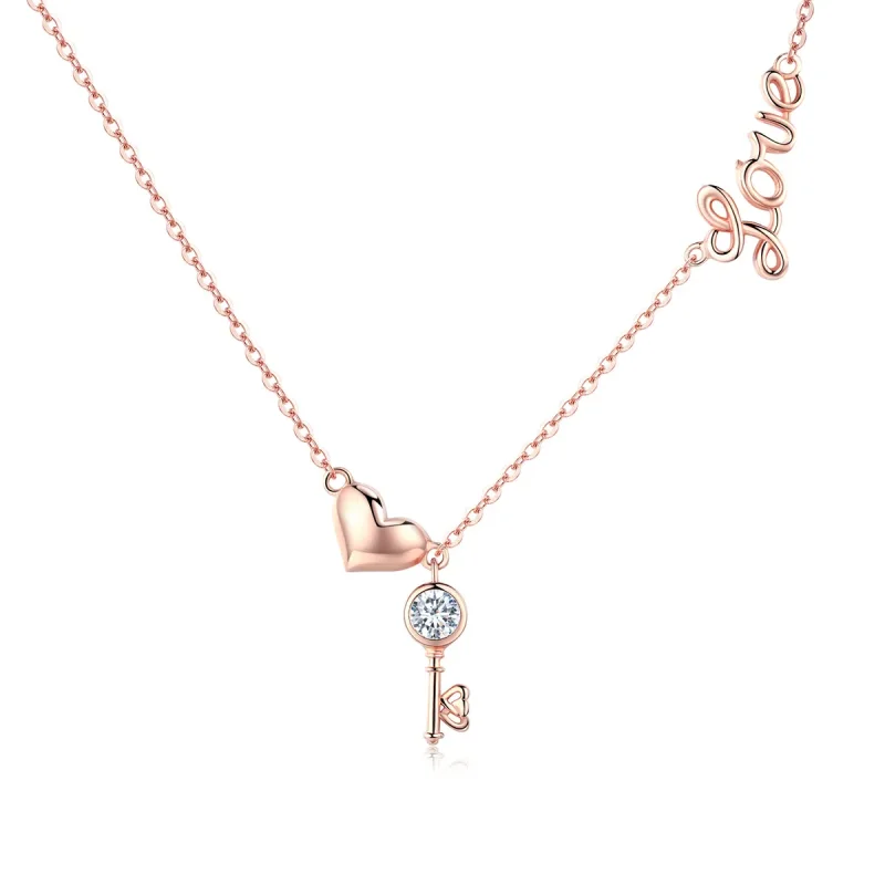 (image for) Silver Key of Heart Necklace - PANDORA Style - SCN292 - Product Image