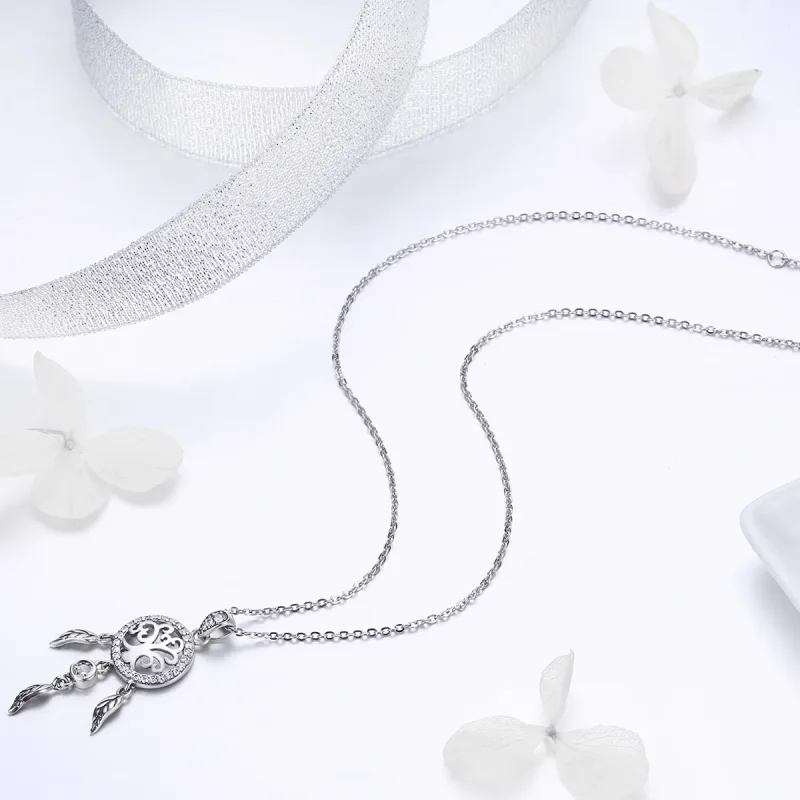 (image for) Silver Life Tree Dreamcatcher Necklace - PANDORA Style - SCN298 - View 5