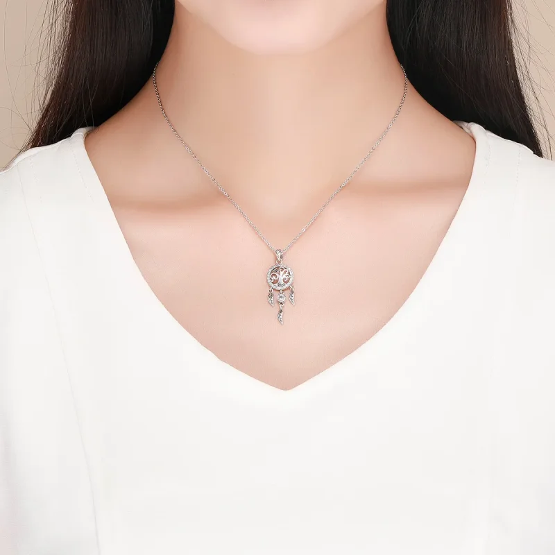 (image for) Silver Life Tree Dreamcatcher Necklace - PANDORA Style - SCN298 - View 6